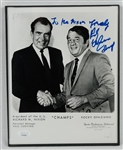 Rocky Graziano Autographed 8x10 Richard Nixon Photo JSA