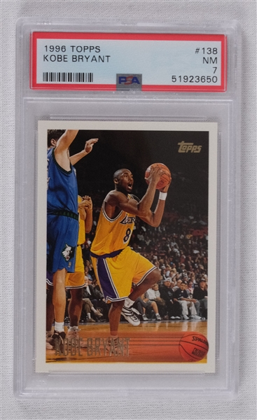 Kobe Bryant 1996 Topps Rookie Basketball Card #138 PSA 7 NM & Kobe Bryant 2005 Topps Basketball Card #69 PSA 9 MINT