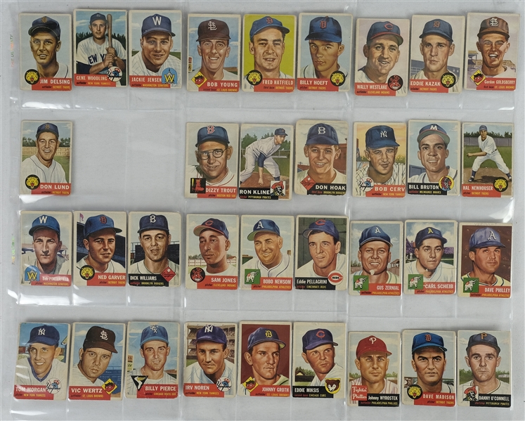 Vintage 1953 Topps Collection of 34 Baseball Cards