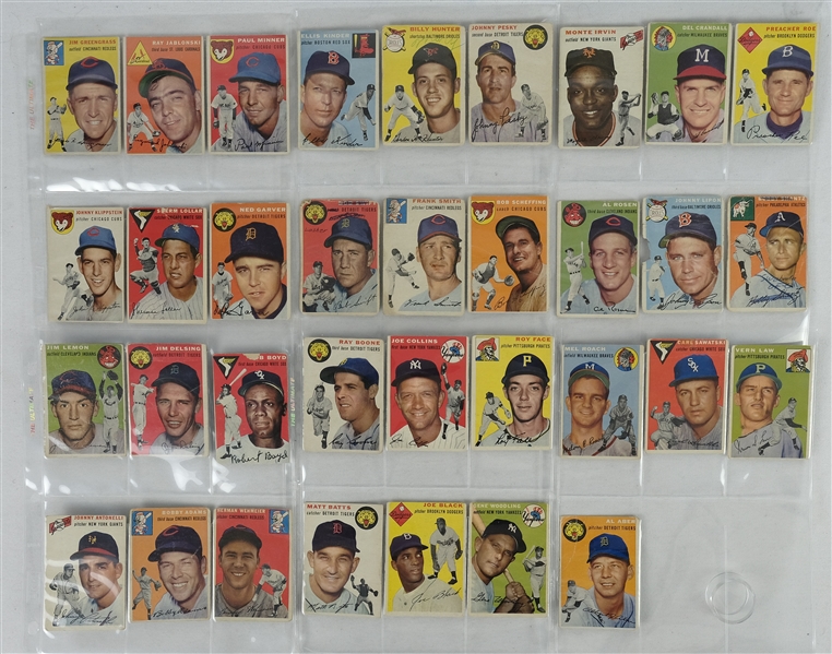 Vintage 1954 Topps Collection of 34 Baseball Cards