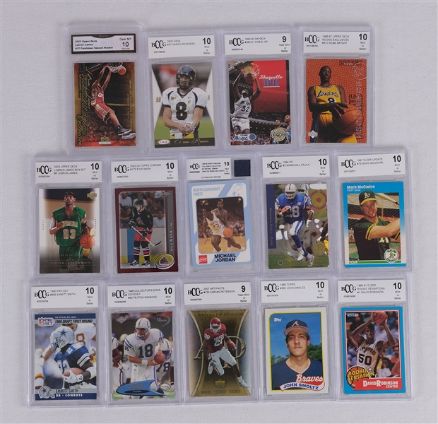 Collection of 14 Graded Cards w/ LeBron James, Kobe Bryant, Peyton Manning & Aaron Rodgers