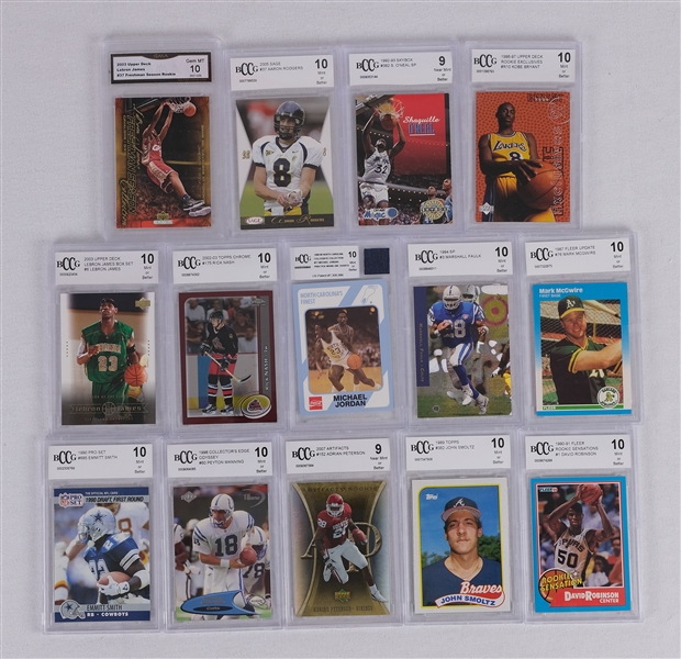 Collection of 14 Graded Cards w/ LeBron James, Kobe Bryant, Peyton Manning & Aaron Rodgers