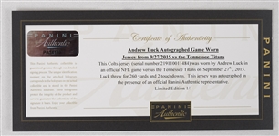 Andrew Luck 2015 Game Used & Autographed Jersey vs. Titans 9/27/15 Panini