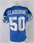 Chris Claiborne 1999 Detroit Lions Game Used Rookie Jersey w/6 Team Repairs