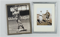Lot of 2 Vintage Baseball Photos w/Babe Ruth & Walter Johnson