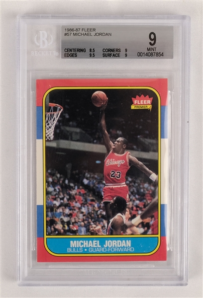 Fleer 1986-87 Basketball Card & Sticker Set w/ Michael Jordan BGS 9 MINT Rookie Card