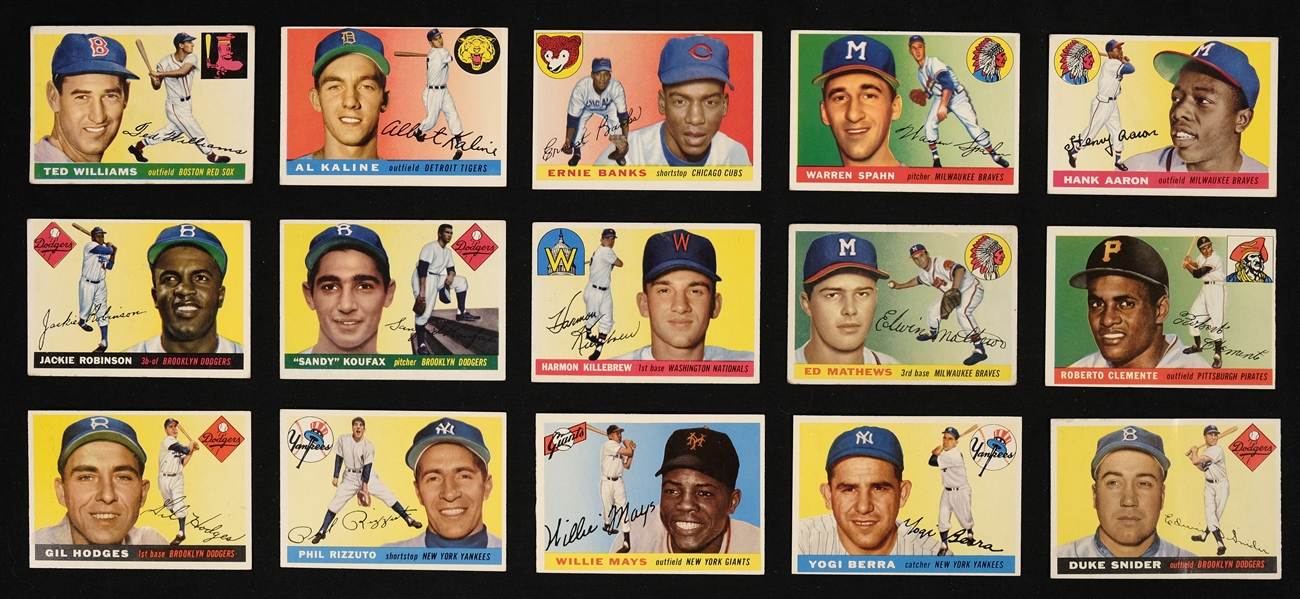 Vintage 1955 Topps Baseball Card Set w/Roberto Clemente Harmon Killebrew & Sandy Koufax Rookie Cards