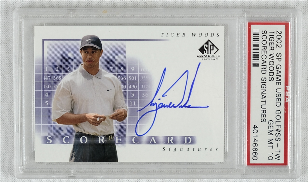 Tiger Woods 2002 SP Game Used Golf Scorecard Signatures #SS-TW PSA 10 GEM MINT