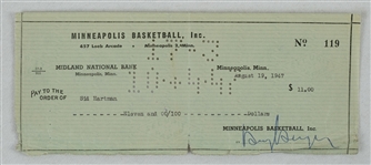 Sid Hartman Early 1947 Minneapolis Lakers Signed Check #119
