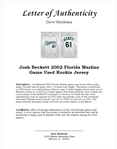 Josh Beckett 2002 Florida Marlins Game Used Rookie Jersey w/Dave Miedema LOA