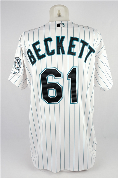 Josh Beckett 2002 Florida Marlins Game Used Rookie Jersey w/Dave Miedema LOA