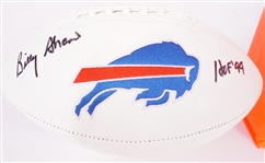 Lot of 3 Billy Shaw Autographed & Inscribed Buffalo Bills Footballs & Pylon