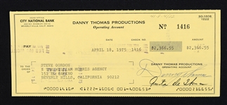 Danny Thomas 1975 Signed Check JSA