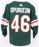 Jared Spurgeon 2020-21 Minnesota Wild Game Worn Green Home Set 2 Jersey 20th Anniversary Patch 1st Year Captain’s “C” Patch Team LOA Photo Match