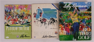 Leroy Neimann Lot of 3 Signed NFL Yearbooks & Golf Book PSA/DNA