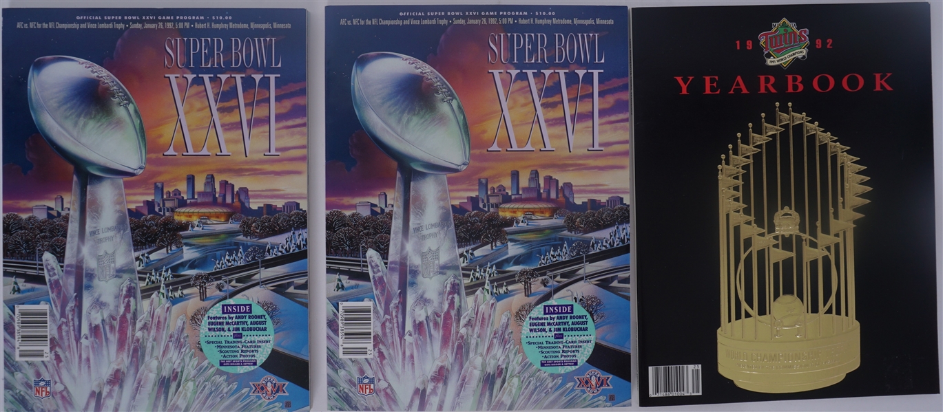 Lot of 2 Super Bowl XXVI Official Game Programs