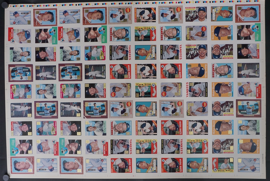 Uncut Sheet of Mickey Mantle Cards