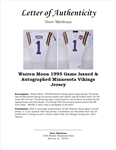 Warren Moon 1995 Game Issued & Autographed Minnesota Vikings Jersey w/ Dave Miedema LOA
