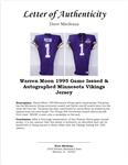 Warren Moon 1995 Game Issued & Autographed Minnesota Vikings Jersey w/ Dave Miedema LOA