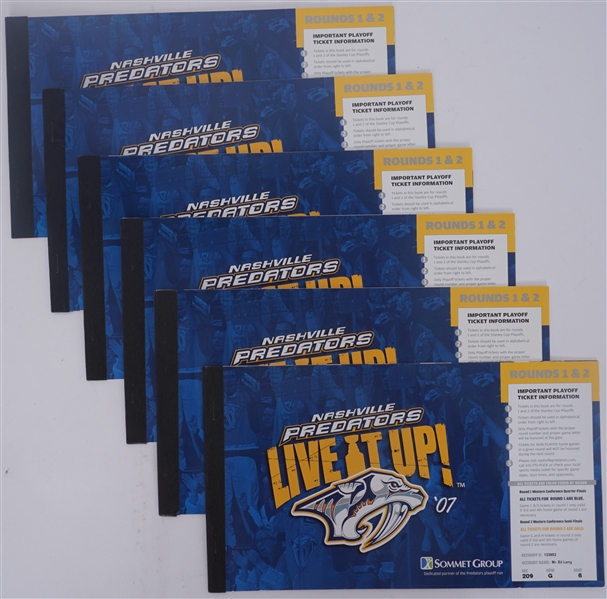 Lot of 6 Nashville Predators 2006-2007 Playoff Ticket Booklets