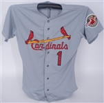 Ozzie Smith 1992 St. Louis Cardinals Game Used Road Jersey w/ Dave Miedema LOA