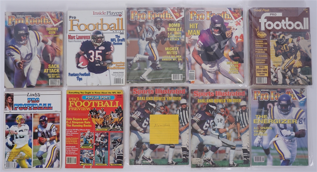 Lot of 14 1970s-1990s Football Magazines - Pro Football, Sports Illustrated, & More