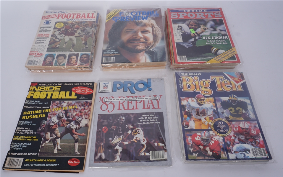 Lot of 21 1970s & 80s Football Magazines - Big Ten, Inside Sports, Football Preview, & More