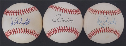 3000 Hit Club Lot of 3 Autographed Baseballs w/ Molitor, Winfield, & Brett Beckett