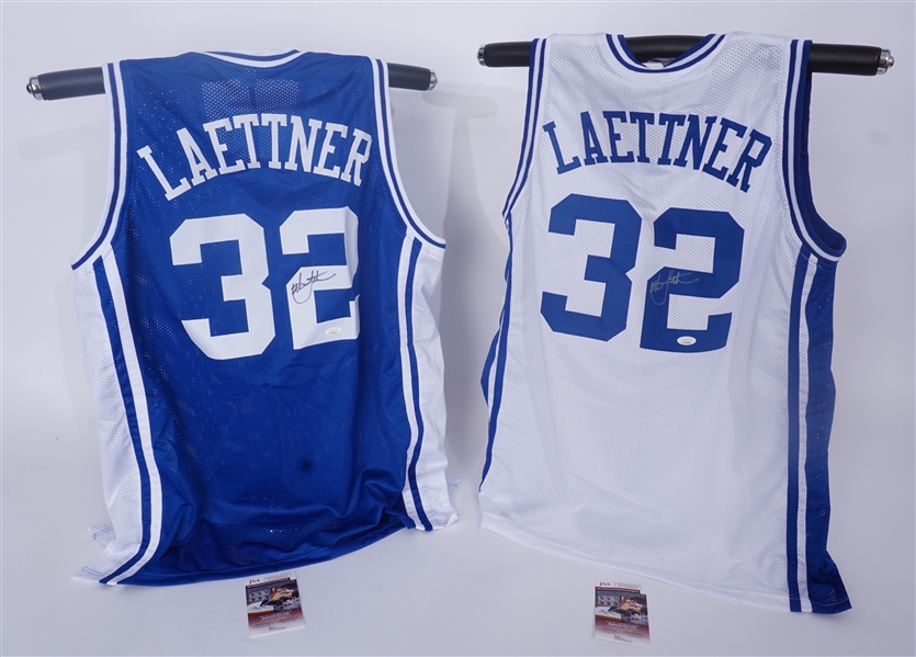 Lot of 2 Christian Laettner Autographed Duke Replica Jerseys JSA