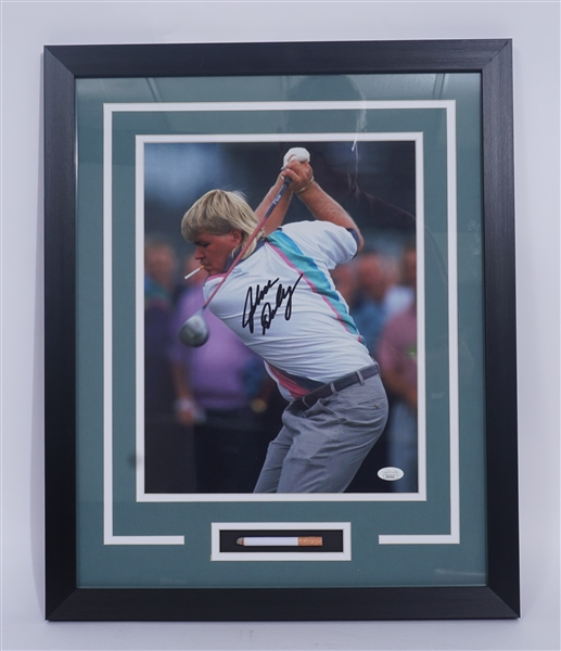 John Daly Autographed Framed 11x14 Photo w/ Replica Cigarette JSA