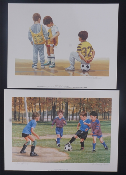 Lot of 2 Unframed Youth Soccer Lithographs Signed & Numbered by Patricia Bourque