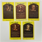 Lot of 5 Autographed Hall of Fame Plaque Postcards w/ Yogi Berra Beckett