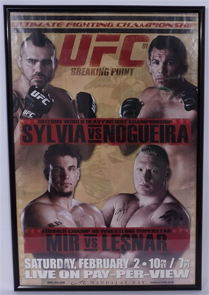 Brock Lesnar Autographed Framed UFC Poster Beckett LOA