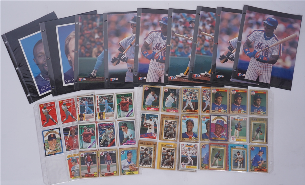 Collection of 80 1980s Baseball Cards & 8x10 Photos 