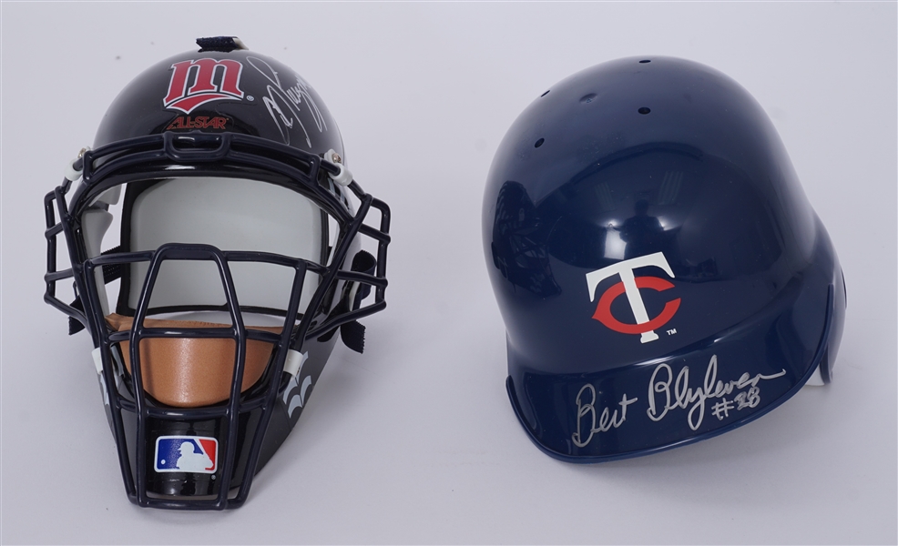 Lot of 2 Bert Blyleven & AJ Pierzynski Autographed Minnesota Twins Mini Helmets Beckett