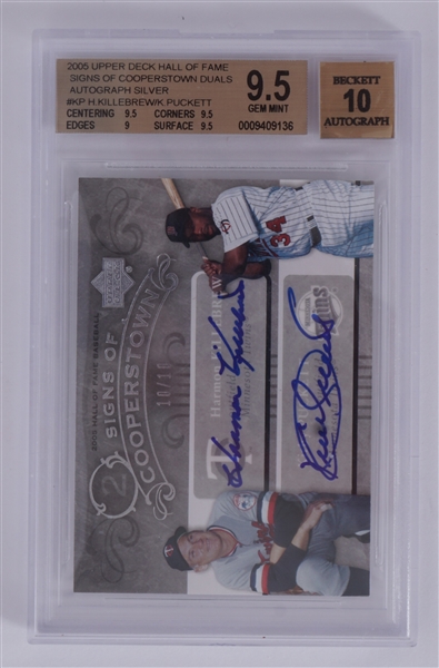 2005 Upper Deck HOF Signs Of Cooperstown Dual Autograph Silver LE #10/10 w/ Killebrew & Puckett BGS 9.5