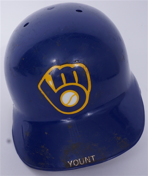 Robin Yount 1989 Milwaukee Brewers Game Used Batting Helmet w/ Excellent Use & John Taube LOA *Younts AL MVP Season*