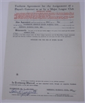 Calvin Griffith Signed Washington Senators Uniform Agreement for the Assignment of Players Contract, May 25, 1953