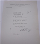 Will Harridge Baseball Hall of Fame and American League President Signed Letter to Clark Griffith of the Washington Senators, June 5, 1948. Rare Hall of Fame Will Harridge Autograph