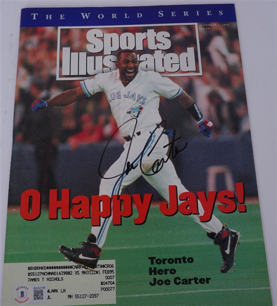 Joe Carter World Series Hero Autographed Sports Illustrated Magazine Beckett