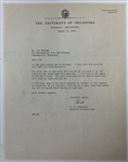 C.B. Wilkinson Signed University of Oklahoma Letter to Sid Hartman JSA
