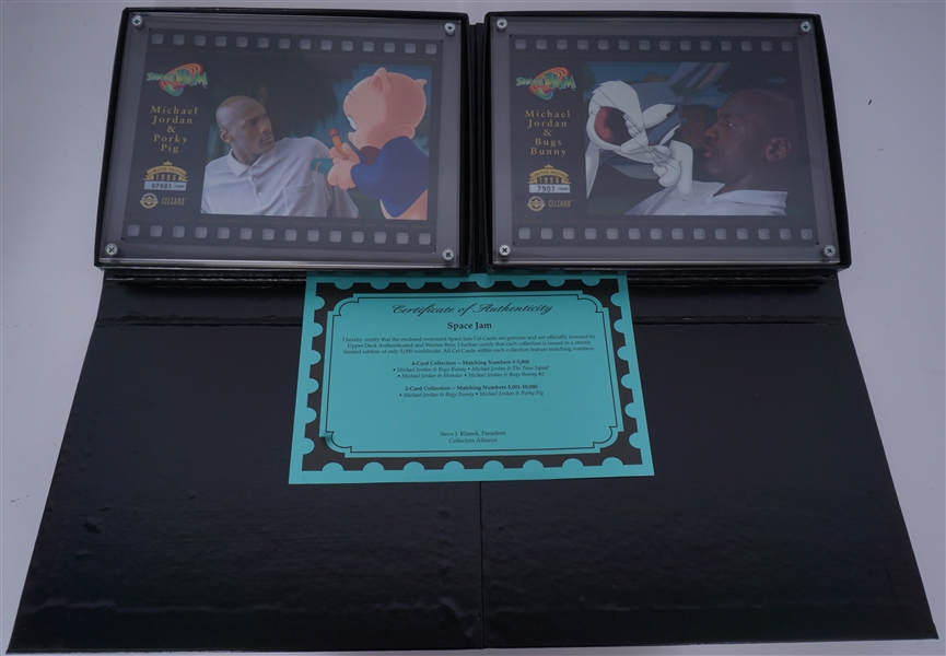 Michael Jordan Space Jam Jumbo Cel Cards LE Bugs Bunny & Porky Pig UDA