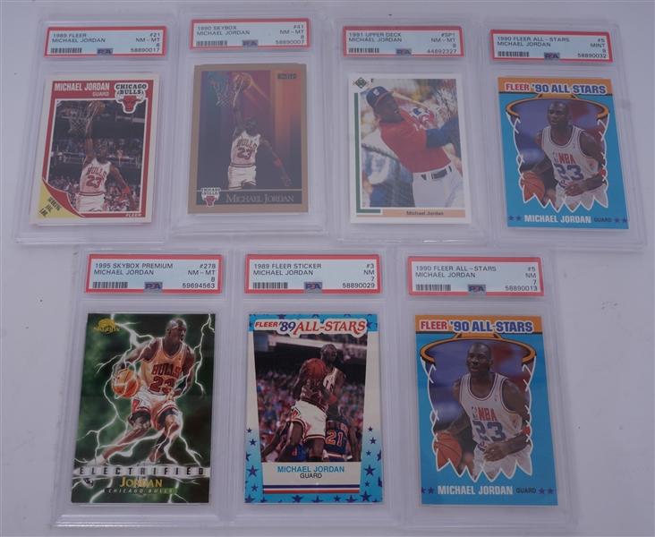  Michael Jordan - Lot of 7 PSA Graded & 16 Raw Cards (PSA 7, PSA 8, & PSA 9)