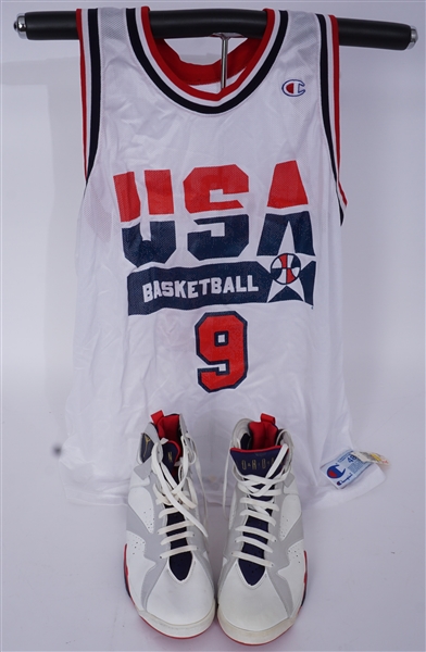 1992 Nike Air Jordan VII Original Olympic Basketball Shoes Dream Team & Michael Jordan USA Jersey