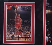 Michael Jordan Autographed Framed 8x10 Photo & Game Used Floor Display UDA