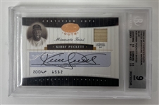 Kirby Puckett Autographed 2004 Leaf Certified Cuts #39 BGS Mint 9 Game Used Bat Card LE #18/25