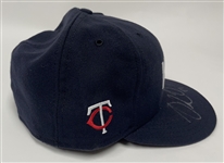 Delmon Young 2008 Minnesota Twins Game Used & Autographed Navy Hat MLB