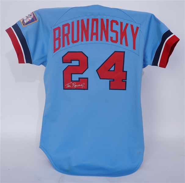 Tom Brunansky 1986 Minnesota Twins Game Used & Autographed Jersey w/ Dave Miedema LOA