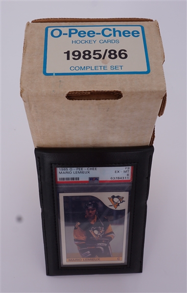 1985-1986 O-Pee-Chee Complete 264/264 Hockey Card Set w/ Mario Lemieux PSA 6 Rookie Card