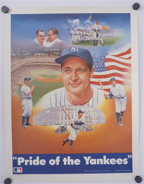 1988 Lou Gehrig NY Yankees LE #75/95 Artist Proof Lithograph Autographed by Brian Johnson